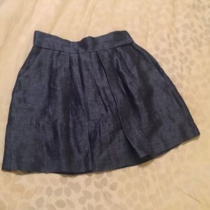 Zara Basic Iridescent Navy Blue Skirt with Pockets Sz M